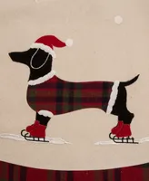 Glitzhome Fabric Christmas Tree Skirt - Dachshund