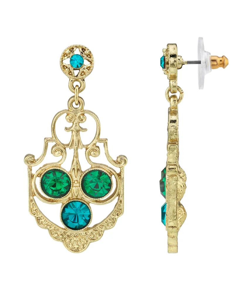 2028 Gold-Tone Crystal Drop Earrings