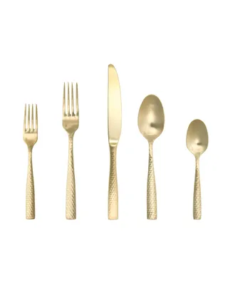 Fortessa Lucca Faceted Brushed Gold 20pc Flatware Set