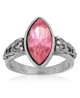 Pewter Diamond Shaped Crystal Ring