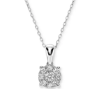 Diamond Miracle Plate Cluster 18" Pendant Necklace (1/4 ct. t.w.) in 14k White Gold