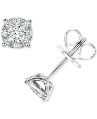 Diamond Miracle Plate Halo Stud Earrings (1/4 ct. t.w.) in 14k White Gold