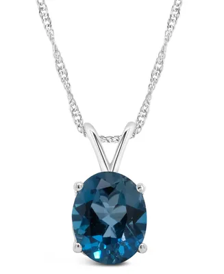 London Blue Topaz (3 ct. t.w.) Pendant Necklace in Sterling Silver