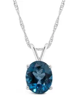 London Blue Topaz (3 ct. t.w.) Pendant Necklace in Sterling Silver