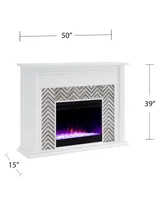 Southern Enterprises Elior Marble Tiled Color Changing Electric Fireplace