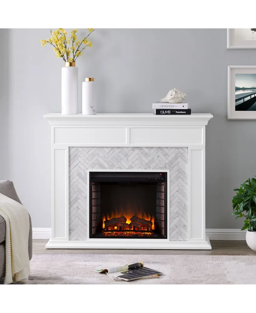 Southern Enterprises Anika Marble Tiled Electric Fireplace