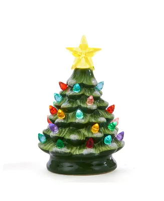 Kurt Adler Battery-Operated Led Ceramic Green Christmas Tree