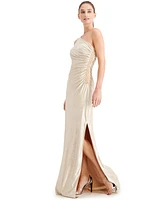 Calvin Klein One-Shoulder Metallic Gown