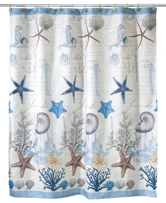 Avanti Antigua Starfish & Seashells Printed Shower Curtain, 72" x 72"