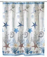 Avanti Antigua Starfish & Seashells Printed Shower Curtain, 72" x 72"