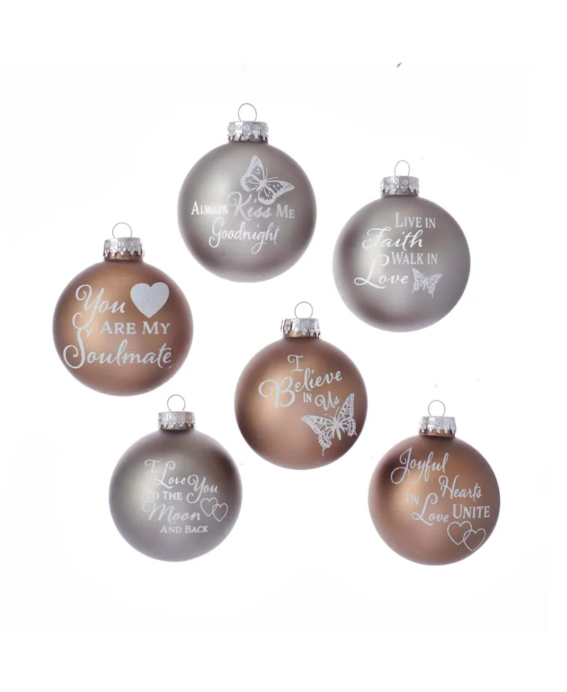 Kurt Adler 80MM Country Home Sentiment Glass Ball Ornaments, 6-Piece Box