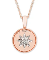 Diamond Accent Starburst Pendant in 14K Yellow or Rose Gold