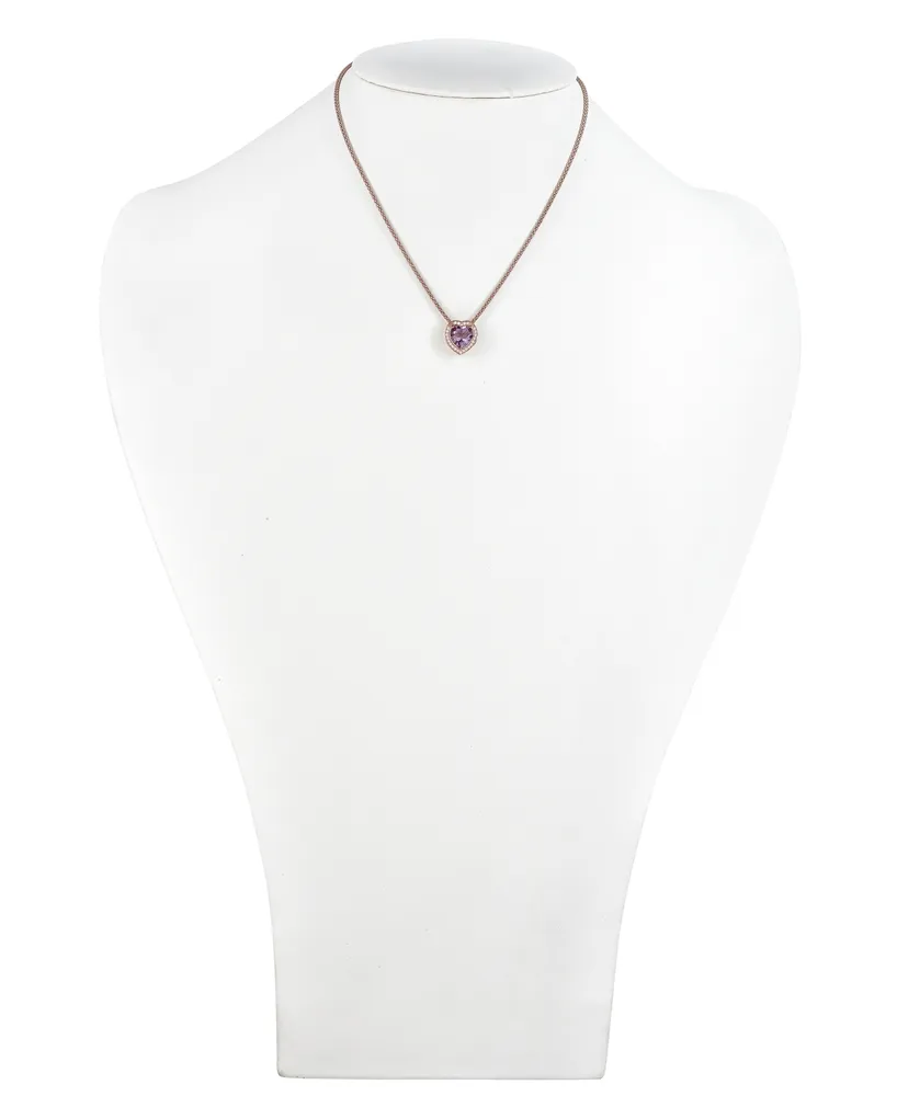 Amethyst (2-1/3 ct. t.w.) & White Topaz (1/3 ct. t.w.) Heart 17" Pendant Necklace in 14k Rose Vermeil over Sterling Silver