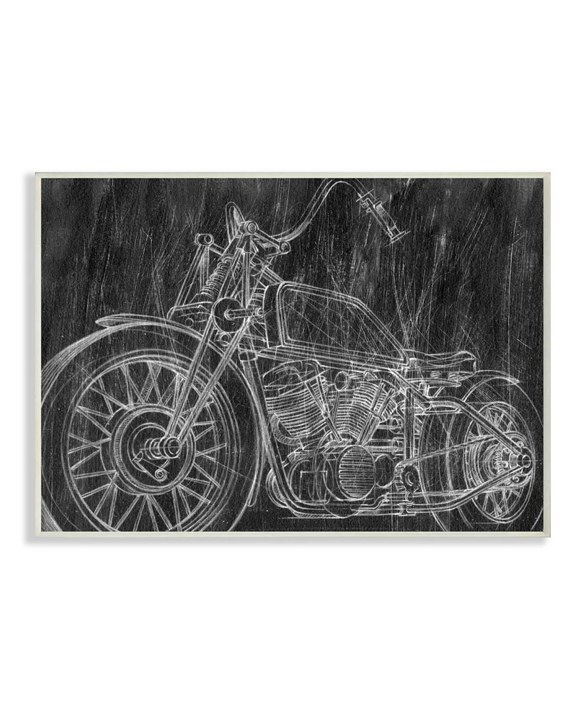 Stupell Industries Monotone Black and White Motorcycle Sketch Wall Plaque Art, 13" L x 19" H