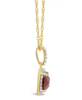 Garnet Peridot (2 ct. t.w.) and Lab Grown White Sapphire (1/6 ct. t.w.) Pendant Necklace in 10k Yellow Gold. Also Available in Peridot)