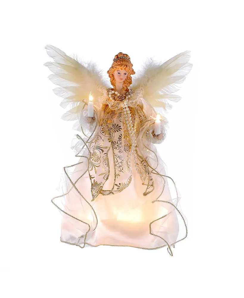 Kurt Adler 12-Inch 10-Light Ivory and Gold Angel Treetop