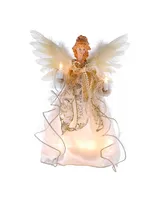 Kurt Adler 12-Inch 10-Light Ivory and Gold Angel Treetop