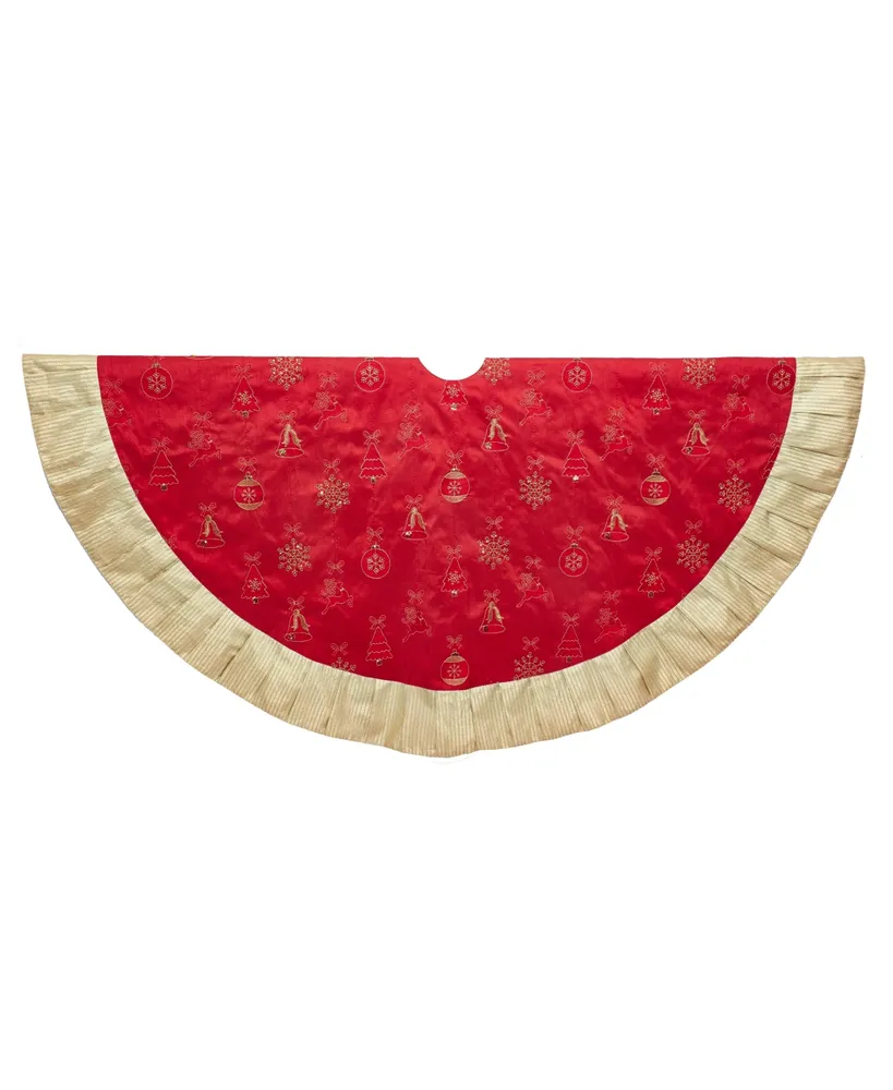 Kurt Adler 60-Inch Red and Gold Ornament Tree Skirt