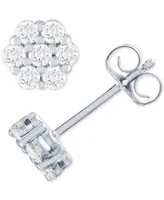 Forever Grown Diamonds Diamond Cluster Stud Earrings (1/2 ct. t.w.) in Sterling Silver