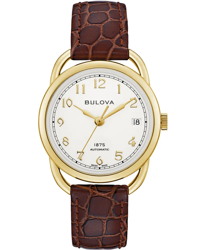 Limited Edition Bulova Women's Swiss Automatic Joseph Bulova Brown Leather Strap Watch 34.5mm