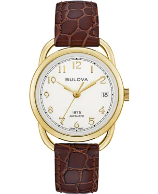 Limited Edition Bulova Women's Swiss Automatic Joseph Bulova Brown Leather Strap Watch 34.5mm