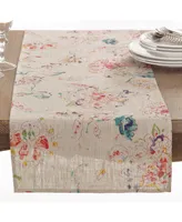 Saro Lifestyle Primavera Collection Printed Floral Design Table Runner