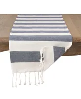 Saro Lifestyle Cotton Striped Tassel Runner