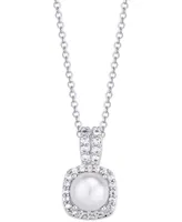 Birthstone Cushion Halo Pendant Necklace Silver Plate