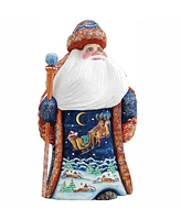 G.DeBrekht Woodcarved and Hand Painted Up-Up and Away Yuletide Santa Figurine