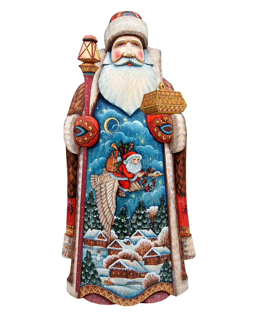 G.DeBrekht Woodcarved Christmas Goose Santa Figurine