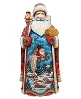 G.DeBrekht Woodcarved Christmas Goose Santa Figurine