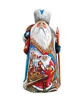 G.DeBrekht Woodcarved and Hand Painted Snowy Workshop Santa Figurine