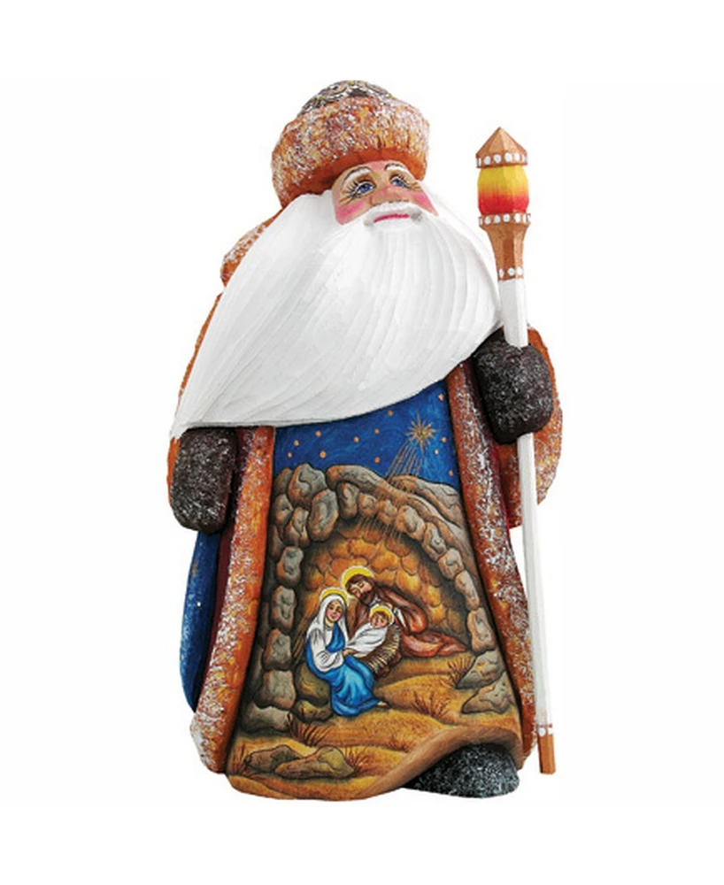 G.DeBrekht Woodcarved and Hand Painted Upon A Clear Midnight Santa Figurine