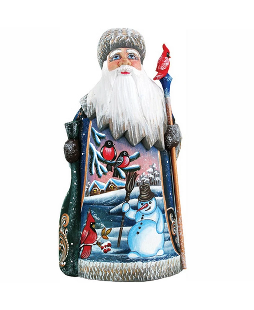 G.DeBrekht Woodcarved and Hand Painted Santa Happy Snowman Figurine