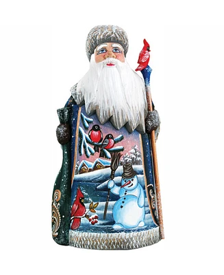 G.DeBrekht Woodcarved and Hand Painted Santa Happy Snowman Figurine