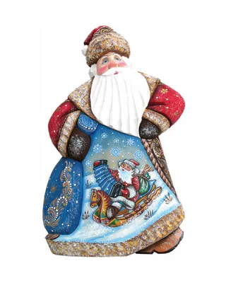 G.DeBrekht Woodcarved and Hand Painted Downhill Dancing Santa