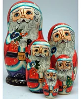 G.DeBrekht 5-Piece Birdy Santa Russian Matryoshka Nested Doll Set