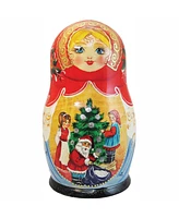 G.DeBrekht Christmas Night 5-Piece Russian Matryoshka Wooden Nested Dolls Set