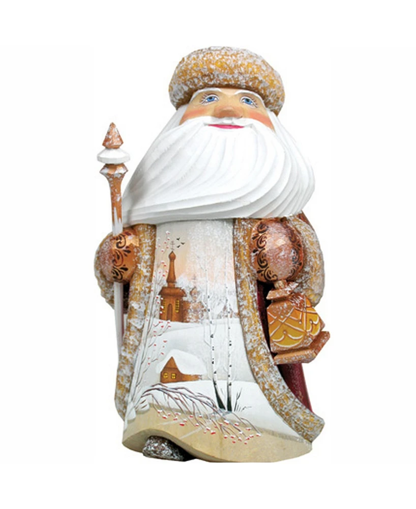 G.DeBrekht Woodcarved and Hand Painted Santa Countryside Guiding Light Figurine