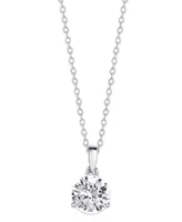 Cubic Zirconia Round Pendant Necklace and Earring set in Silver Plate