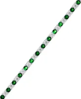 Simulated Cubic Zirconia Alternating Line Bracelet Silver Plate