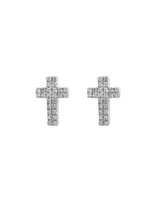 Effy Diamond (1/6 ct.t.w.) Cross Stud Earrings Sterling Silver or 14k Gold-Plated