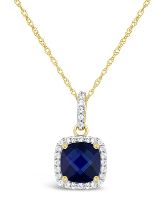 Created Spinel Aquamarine (1-5/8 ct. t.w.) Pendant Necklace in 10k Yellow Gold