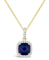 Created Spinel Aquamarine (1-5/8 ct. t.w.) Pendant Necklace in 10k Yellow Gold