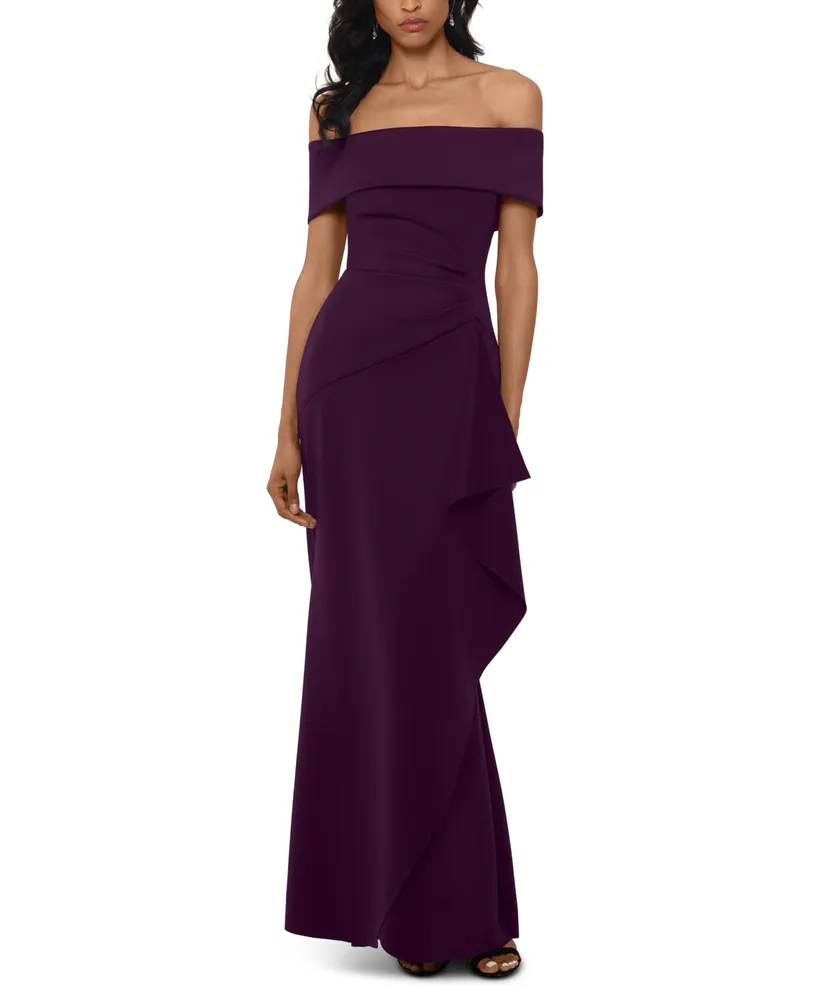 Xscape Ruffled Off-The-Shoulder Gown