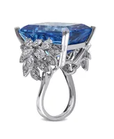 Blue Topaz (28 1/4 ct. t.w.) and Diamond (1 3/4 Ring 14k White Gold