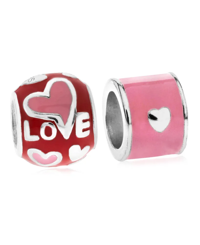 Rhona Sutton 4 Kids Children's Enamel Love Bead Charms - Set of 2 in Sterling Silver