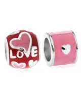 Rhona Sutton 4 Kids Children's Enamel Love Bead Charms - Set of 2 in Sterling Silver