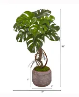 Nearly Natural 26in. Monstera Artificial Plant in Stoneware Planter