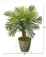 Nearly Natural 26in. Robellini Palm Artificial Tree in Green Planter